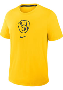 Nike Milwaukee Brewers Gold AC Early Work Short Sleeve Fashion T Shirt