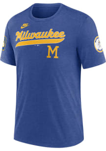 Nike Milwaukee Brewers Blue Cooperstown Knockout Short Sleeve Fashion T Shirt