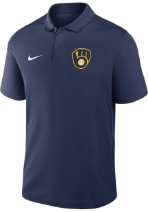 Nike Milwaukee Brewers Mens Navy Blue Victory Short Sleeve Polo