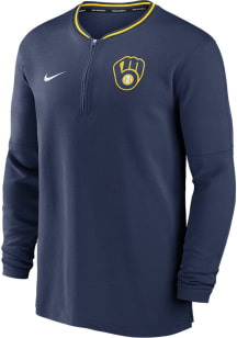 Nike Milwaukee Brewers Mens Navy Blue AC DF Long Sleeve Qtr Zip Pullover