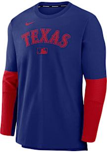 Nike Texas Rangers Mens Blue AC Lightweight Player Long Sleeve Sweatshirt