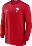 Nike Philadelphia Phillies Mens Red AC DF Long Sleeve Qtr Zip Pullover
