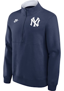 Nike New York Yankees Mens Navy Blue Cooperstown Knockout Long Sleeve Qtr Zip Pullover