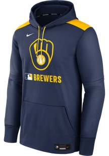 Nike Milwaukee Brewers Mens Navy Blue AC Therma Fit Hood