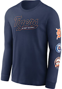 Nike Detroit Tigers Navy Blue Cooperstown Knockout Long Sleeve T Shirt