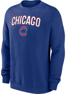 Nike Chicago Cubs Mens Blue Fleece Long Sleeve Crew Sweatshirt