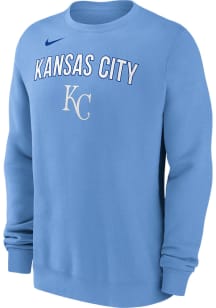 Nike Kansas City Royals Mens Light Blue Fleece Long Sleeve Crew Sweatshirt