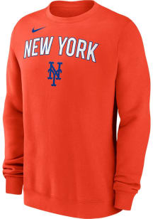 Nike New York Mets Mens Orange Fleece Long Sleeve Crew Sweatshirt