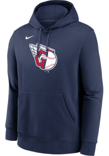 Nike Cleveland Guardians Mens Navy Blue Logo Club Long Sleeve Hoodie