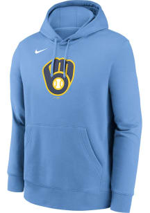 Nike Milwaukee Brewers Mens Light Blue Logo Club Long Sleeve Hoodie