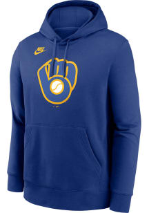 Nike Milwaukee Brewers Mens Blue Cooperstown Logo Club Long Sleeve Hoodie