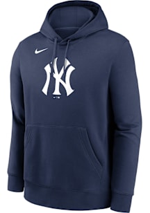Nike New York Yankees Mens Navy Blue Logo Club Long Sleeve Hoodie
