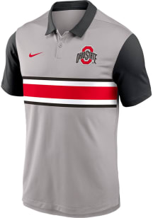 Mens Ohio State Buckeyes Grey Nike Vapor Short Sleeve Polo Shirt