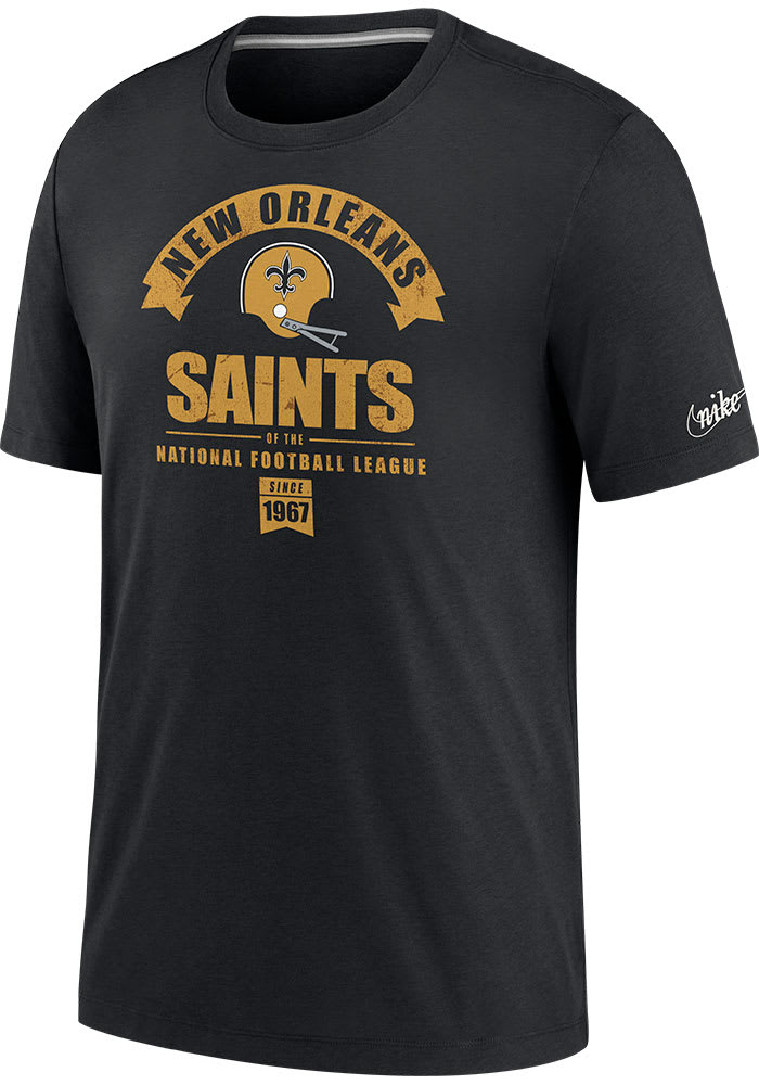 Nike New Orleans Saints Black Historic Tri-Blend Short Sleeve Fashion T Shirt
