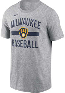 Nike Milwaukee Brewers Grey Arched Short Sleeve T Shirt