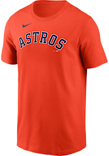 Nike Houston Astros Orange Fuse Wordmark Short Sleeve T Shirt