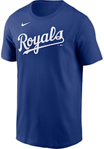 Nike Kansas City Royals Blue Fuse Wordmark Short Sleeve T Shirt