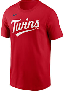 Nike Minnesota Twins Red Fuse Wordmark Short Sleeve T Shirt