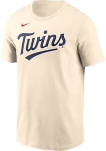 Nike Minnesota Twins Tan Fuse Wordmark Short Sleeve T Shirt