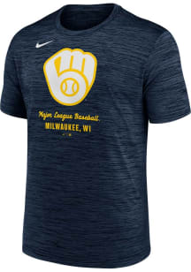 Nike Milwaukee Brewers Navy Blue Velocity Short Sleeve T Shirt