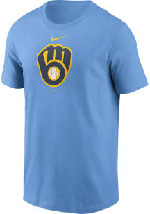 Nike Milwaukee Brewers Light Blue Fuse Large Logo Short Sleeve T Shirt