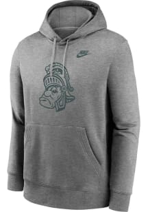 Nike Michigan State Spartans Mens Grey Primary Logo Long Sleeve Hoodie