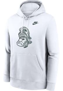 Mens Michigan State Spartans White Nike Primary Logo Hooded Sweatshirt