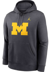 Mens Michigan Wolverines Grey Nike Primary Logo Hooded Sweatshirt