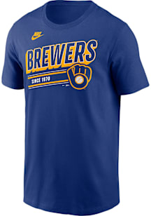 Nike Milwaukee Brewers Blue Cooperstown MLB Retro Short Sleeve T Shirt