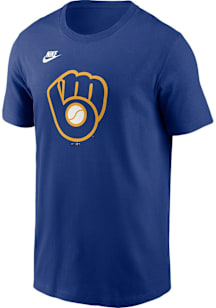Nike Milwaukee Brewers Blue Cooperstown Logo Short Sleeve T Shirt