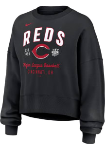 Nike Cincinnati Reds Womens Black Fangear Crew Sweatshirt