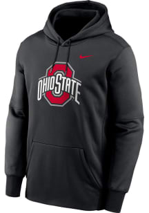 Mens Ohio State Buckeyes Black Nike Primary Logo Therma Long Sleeve Hoodie