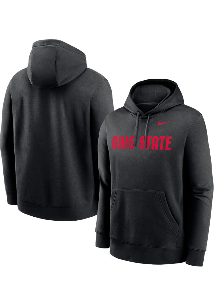 Nike Ohio State Buckeyes Mens Wordmark Club Fleece Long Sleeve Hoodie