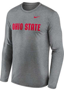 Mens Ohio State Buckeyes Grey Nike Wordmark Legend Long Sleeve T-Shirt