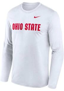 Mens Ohio State Buckeyes White Nike Wordmark Legend Long Sleeve T-Shirt