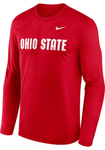 Mens Ohio State Buckeyes Red Nike Wordmark Legend Long Sleeve T-Shirt