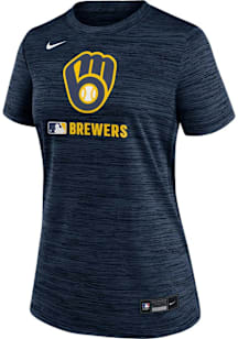 Nike Milwaukee Brewers Womens Navy Blue Velocity T-Shirt