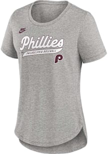 Nike Philadelphia Phillies Womens Grey Cooperstown Short Sleeve T-Shirt