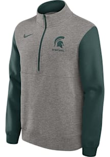 Nike Michigan State Spartans Mens Grey Club Fleece Long Sleeve Qtr Zip Fashion Pullover