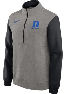 Nike Duke Blue Devils Mens Grey Club Fleece Long Sleeve Qtr Zip Fashion Pullover