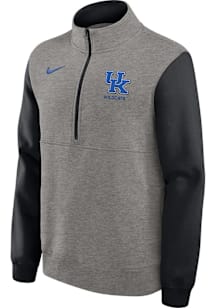 Nike Kentucky Wildcats Mens Grey Club Fleece Long Sleeve Qtr Zip Fashion Pullover