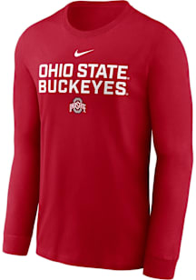 Nike Ohio State Buckeyes Red Sideline Team Issue Long Sleeve T Shirt
