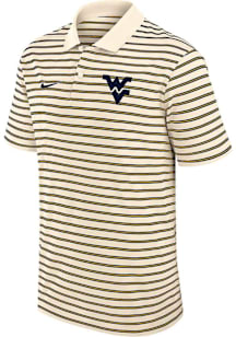 Nike West Virginia Mountaineers Mens Navy Blue Primary Logo Striped Short Sleeve Polo