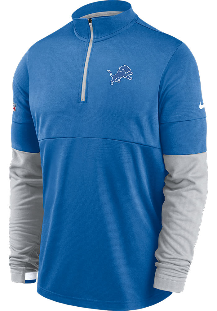 Nike Detroit Lions Mens Blue Therma Long Sleeve 1/4 Zip Pullover
