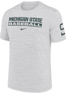 Michigan State Spartans White Nike BASEBALL 2 HIT Short Sleeve T Shirt