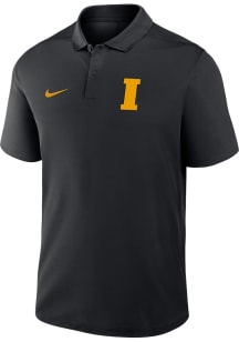 Mens Iowa Hawkeyes Black Nike VICTORY Baseball Logo Short Sleeve Polo Shirt