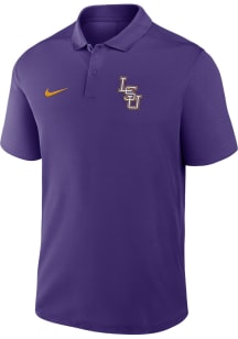 Nike LSU Tigers Mens Purple VICTORY Baseball Logo Short Sleeve Polo