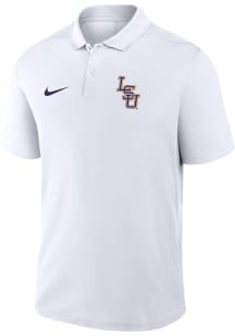 Nike LSU Tigers Mens White VICTORY Baseball Logo Short Sleeve Polo