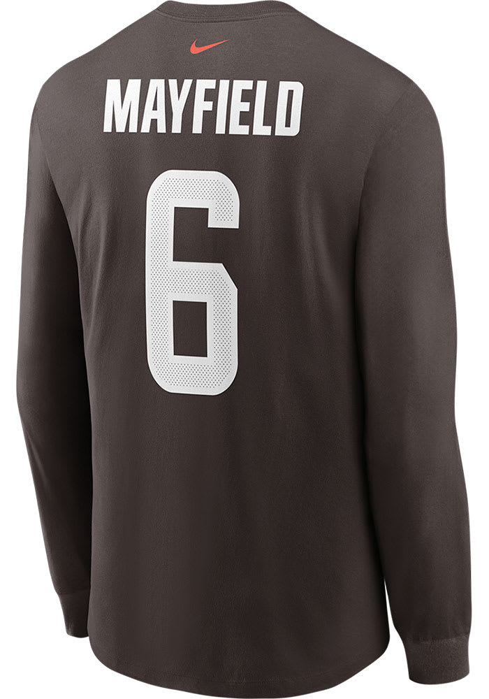 Baker Mayfield Cleveland Browns Orange Primary Name And Number Long Sleeve  Player T Shirt