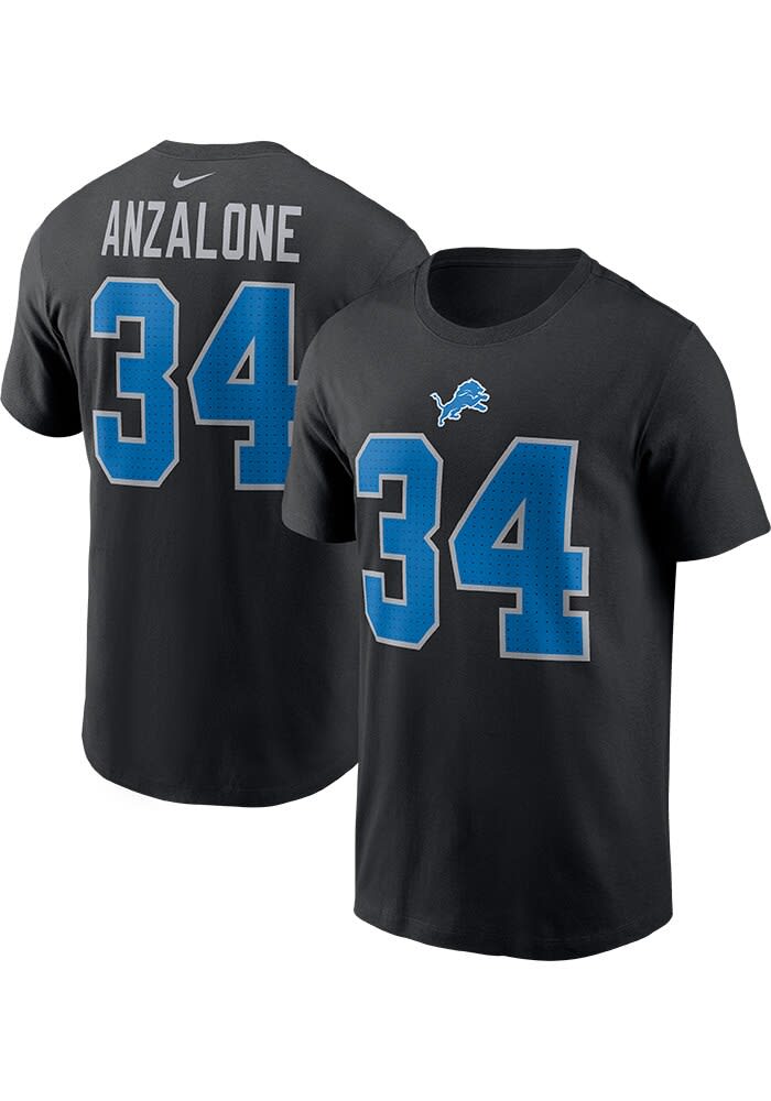 Alex Anzalone Detroit Lions BLACK Alt Short Sleeve Player T Shirt